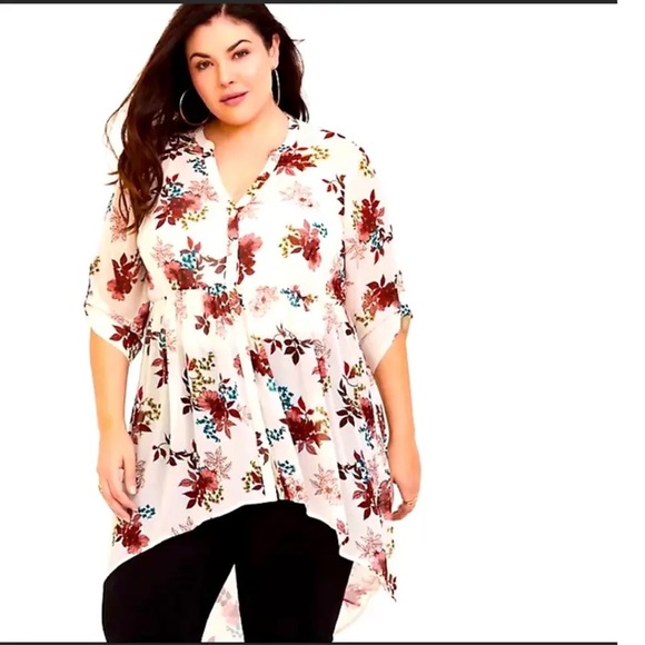 Torrid Light Pink Floral Chiffon Hi-Lo Babydoll /Tunic ~ Lexie Size Size 2 - Picture 4 of 4